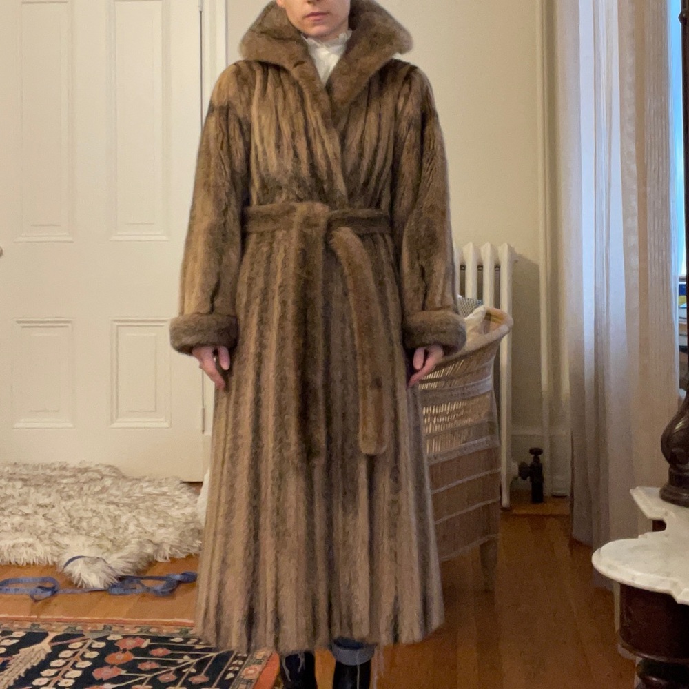 Bergorf Goodman Vintage Blush-Black Cross Mink Full Length Fur Coat - Picture 15 of 16